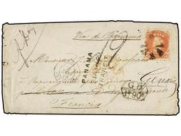 CHILE. Sc.17. 1869. VALPARAÍSO A FRANCIA. 5 Ctvos. Rojo. Circulada Vía Panamá. Marca De Intercambio GB/1F 90c. - Other & Unclassified