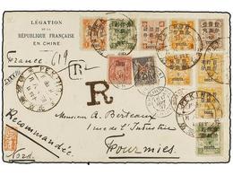CHINA. 1897. FRONT ONLY. SHANGHAI To FRANCE. Registered Cover Front Franked With Small Figures Surcharge On Dowager 1/2  - Otros & Sin Clasificación