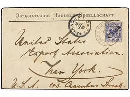 CHINA: OFICINAS POSTALES ALEMANAS. 1899. SHANGHAI To NEW YORK. 20 Pf. Blue (Mi. 1) Tied By SHANGHAI/DEUTSCHE POST Cds. A - Other & Unclassified