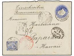 EGIPTO. 1896. ALEXANDRIE To PAPAIKON (Hawaii). 1 Pi. Blue Postal Stationery Envelope Uprated With 1 Pi. Blue Stamp. Arri - Otros & Sin Clasificación