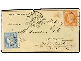 FRANCIA. 1871 (Jan. 20). PARIS To TRIESTE (Austria). BALLOON "LE GENERAL DAUMESNIL". Envelope (large Part Of Back Missin - Autres & Non Classés