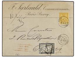 FRANCIA. 1883. PARÍS. Sobre Franqueado Con Sello De 25 Cts. Amarillo, Tasado Con Sellos De 5 Cts. Negro Y 30 Cts. Negro  - Other & Unclassified