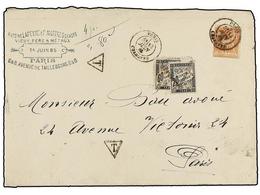 FRANCIA. 1885. PARÍS Correo Interior, 40 Cts. Naranja, Tasada Con 20 Cts. Negro Y 60 Cts. Negro (tasa De Cuádruple Porte - Andere & Zonder Classificatie