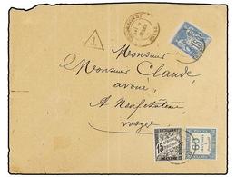 FRANCIA. 1886. MEUSE A NEUFCHATEAU. 15 Cts. Azul, Tasada A La Llegada Con 15 Cts. Negro Y 60 Cts. Azul (tasa De Triple P - Otros & Sin Clasificación