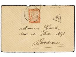 FRANCIA. 1894. Circulada Sin Sellos A BORDEAUX Tasada Con Sello De 30 Cts. Rojo Naranja. ERROR DE COLOR (Yv. 34). RARA. - Otros & Sin Clasificación