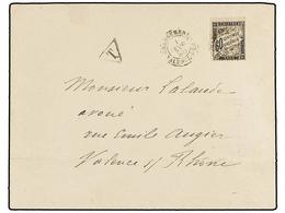 FRANCIA. 1896. Sobre Sin Franquear Circulado A VALENCE, Tasado A La Llegada Con Sello De 60 Cts. Negro, Mat. CHARGEMENTS - Other & Unclassified
