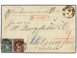 ALEMANIA ANTIGUOS ESTADOS: SAJONIA. 1863. DRESDEN To HELSINGFORS (Finland). 1 Ngrs. Black On Rose And 10 Ngr. Blue, Red  - Autres & Non Classés