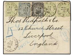 FIJI. Sg.76, 77, 78. 1895 (Oct. 15th). Small, Attractive Envelope Registered From SUVA To LIVERPOOL Bearing 1/2d. Slate- - Other & Unclassified