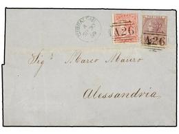 GIBRALTAR. 1859 (Sept 29). Entire Letter From GIBRALTAR To ALEXANDRIA (Egypt) Franked By Great Britain 1856 4d. Rose Car - Other & Unclassified