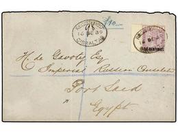 GIBRALTAR. 1889. GIBRALTAR To PORT SAID (Egypt). 50 Cts. On 6 D. Lilac. Registered Cover Rare Destination, Arrival Cds O - Otros & Sin Clasificación
