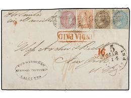 INDIA INGLESA. Sg.36, 37, 39, 41. 1861. CALCUTTA To NEW YORK. Entire Letter Franked With 1/2 A., 1a., 2a. And 8a. Stamps - Andere & Zonder Classificatie