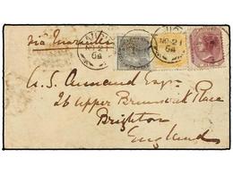 INDIA INGLESA. 1864. CALLIAM To ENGLAND. Envelope Franked With 2 Annas Yellow, 4 Annas Grey And 8 Pies Purple Stamps Tie - Other & Unclassified