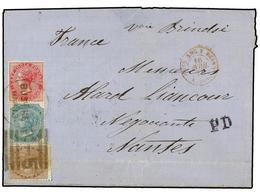 IRAN. 1875. BUSHIRE (Iran) To FRANCE. Letter Sheet Franked With India 1 Anna Brown, 4 Annas Green And 8 Annas Rose With  - Otros & Sin Clasificación