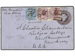 INDIA INGLESA. 1880. MADRAS To U.S.A. 1 Anna Postal Stationery Envelope With Full Contents Uprated With 1/2 An. Blue And - Autres & Non Classés