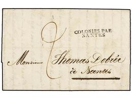 MAURICIO. 1821. PORT LOUIS To NANTES. Entire Letter With COLONIES PAR/NANTES Entry Mark, Rated "9" Decimes. - Autres & Non Classés