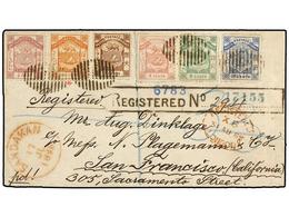 BORNEO. Sg.6, 7, 25, 28, 34, 35. 1888. SANDAKAN To SAN FRANCISCO (U.S.A.). Envelope Franked With 1/2 Cent, 1 Cent, 2 Cen - Other & Unclassified