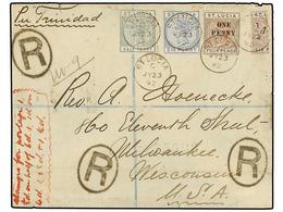 SANTA LUCIA. Sc.43, 46, 54, 55. 1892. ST. LUCÍA To U.S.A. 1/2 P., 2 1/2 P. , 1 P. On 4 P. And 1/2 P. On Bisected 6 P. Re - Other & Unclassified