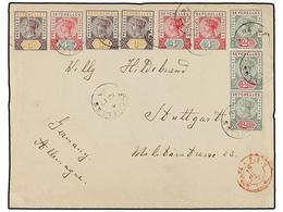 SEYCHELLES. Sg.9 (3), 10 (3), 22 (3). 1896. SEYCHELLES To GERMANY. 2 Cts. (3), 3 Cts. (3) And 4 Cts. (3) Arrival Cds On  - Other & Unclassified