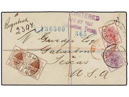 ORANGE. 1892. HARRISMITH To TEXAS (U.S.A.). Registered Cover, Nice Franking. Arrival On Reverse. - Other & Unclassified