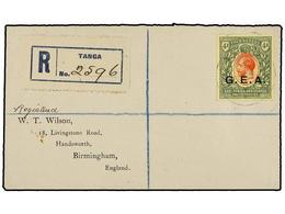 TANGANIKA. Sg.58. 1920. TANGA To ENGLAND. 4 Rupees G.E.A. On Registered Cover, Arrival On Reverse. - Autres & Non Classés