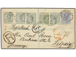 TURKS Y CAICOS. 1900. TURKS To GERMANY. Envelope Franked With Four 1/2 D. Green And 2 1/2 D. Blue Stamp Plus 1/2 D. Gree - Sonstige & Ohne Zuordnung