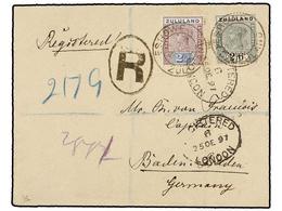 ZULULAND. Sg.22, 26. 1897. ESHOWE To GERMANY. 2 1/2 D. Mauve And Blue And 2/6 Sh. Black And Green (rare On Cover). An At - Autres & Non Classés