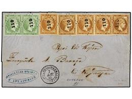 GRECIA. Ed.Vl.29b(5),30. 1865. ARGOSTOLION A KERKYA. 2 L. Castaño Claro (5) Y 5 L  Verde (Mi. 17,18). Ligero Pliegue De  - Other & Unclassified