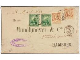 HAITI. Sc.13 (2), 24 (2). 1888. LES CAYES A HAMBURGO (Alemania). 20 Cts. Castaño Claro (2) Y 5 Cts. Verde (2) De La Emis - Autres & Non Classés