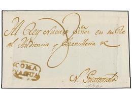 HONDURAS. (1800 CA.). FRONTAL Circulado A N. GUATEMALA. Marca COMA/YAGUA En Tinta De Escribir Y Porte De "8" Reales. - Other & Unclassified