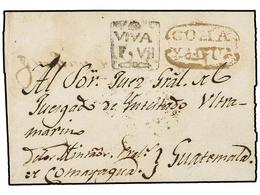 HONDURAS. (1811 CA.). COMAYAGUA A GUATEMALA. Envuelta Marca COMA/YAGUA En Tinta De Escribir Y VIVA/F VII (nº 1 Y 3). Rar - Autres & Non Classés