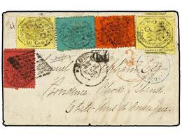 ITALIA ANTIGUOS ESTADOS: ESTADOS PONTIFICIOS. Sa.25/27, 29 (2). 1869. ROMA A U.S.A. 5 Cent. Verde, 10 Cent. Naranja, 40  - Otros & Sin Clasificación