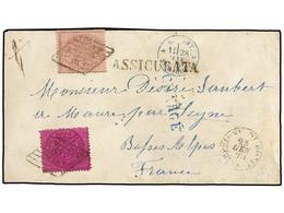 ITALIA ANTIGUOS ESTADOS: ESTADOS PONTIFICIOS. Sa.28, 30. 1870. ROMA A FRANCIA. 20 Cent. Violeta Y 80 Cts. Rosa, Marca AS - Autres & Non Classés