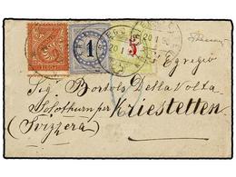 ITALIA. 1890. COMO A SUIZA. Sobre Con Franqueo De 2 Cts. Castaño Rojo Tasado A La Llegada Con Sellos Suizos De 1 Cto. Az - Other & Unclassified