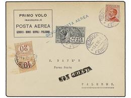 ITALIA. 1926 (13-4). GÉNOVA A PALERMO. Primer Vuelo (Lo. 26PG). - Andere & Zonder Classificatie