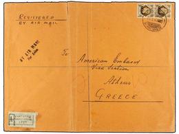 ITALIA: EGEO (Colonia Italiana). Sa.10, 13 (2). 1947 (15-III). CARPATHOS A ATENAS (Grecia). 1 Sh. Castaño (2) Y 5 D. Cas - Other & Unclassified
