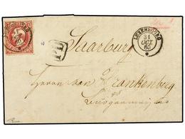 LUXEMBURGO. 1852. 1 Sgr. Dark Carmine Rose, Gorgeous Deep Rich Highly Distinctive Shade, Good To Large Margins, Tiny Nic - Other & Unclassified