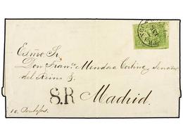 MEXICO. Sc.24. 1865 (Jan 20). Entire Letter To MADRID From MEXICO City Franked By Eagle 4 R. Green (6-1865) Tied By Mexi - Autres & Non Classés