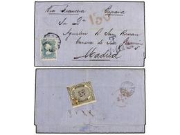 MEXICO. 1876. S. LUIS DE POTOSÍ A MADRID. Circulada Con Sello De 25 Cts. Azul, Mat. MÉXICO, Circulada Vía Inglaterra, Ta - Otros & Sin Clasificación