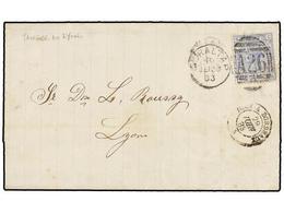 MARRUECOS INGLES. 1883. TANGIER To FRANCE. Folded Letter Franked With GB 2 1/2 D. Blue Stamp Tied By Duplex GIBRALTAR/A2 - Other & Unclassified