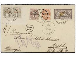 MARRUECOS FRANCES. Yv.17, 20/23. 1910. TANGER A ALEMANIA. Carta Certificada Circulada Con El Raro Sello De 2 Ptas. S. 2  - Autres & Non Classés