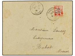 MARRUECOS FRANCES. Yv.57b. 1914. RABAT. +5 C. S. 10 Cts. Rojo. DOBLE SOBRECARGA. Raro En Carta. - Andere & Zonder Classificatie