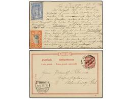 MARRUECOS: CORREO LOCAL. 1900. TANGER A OLDEMBURG (Alemania). Entero Postal De 10 Cts. S. 10 Pf. Al Dorso Sellos De Los  - Otros & Sin Clasificación