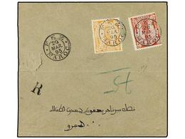 MARRUECOS: CORREO LOCAL. Yv.32, 35. 1895. FEZ A SEFRO. Sobre Circulado Con Sellos Locales De 5 Cts. Rosa Y 50 Cents. Ama - Autres & Non Classés