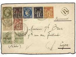 MARRUECOS: CORREO LOCAL. Yv.52 (2). 1896. FRONTAL. MAZAGÁN A LYON. Circulada Con Sellos Locales De 20 Cts. S. 5 Cts. Ver - Sonstige & Ohne Zuordnung