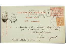 MARRUECOS: CORREO LOCAL. 1898. MAZAGÁN A NEW YORK. Entero Postal Del Servicio Local De 10 Cts. Rosa Circulado Junto A Un - Autres & Non Classés