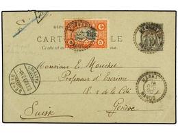 MARRUECOS: CORREO LOCAL. Yv.62. 1900. MARRAKECH A SUIZA. Entero Postal De 10 Cts. Negro Y Sello Local De 5 Cts. Naranja  - Otros & Sin Clasificación