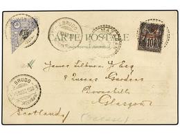 MARRUECOS: CORREO LOCAL. Yv.63. 1900. MARRAKECH A GLASGOW. Tarjeta Postal Franqueada Con Sello Local De 10 Cts. Azul BIS - Andere & Zonder Classificatie