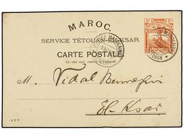 MARRUECOS: CORREO LOCAL. 1897. TETUÁN A EL-KSAR. Entero Postal Del Correo Local De 5 Cts. Rojo. Raro Circulado, Llegada  - Other & Unclassified