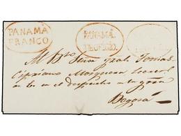 PANAMA. (1883 CA.). PANAMÁ A BOGOTÁ. Envuelta Con Las Marcas PANAMA/FRANCO Y PANAMA/DE OFICIO Ambas En Rojo. ÚNICA CONOC - Otros & Sin Clasificación