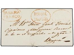 PANAMA. (1883 CA.). PANAMÁ A BOGOTÁ. Envuelta Con Las Marcas PANAMA/FRANCO Y PANAMA/DE OFICIO Ambas En Rojo. ÚNICA CONOC - Autres & Non Classés